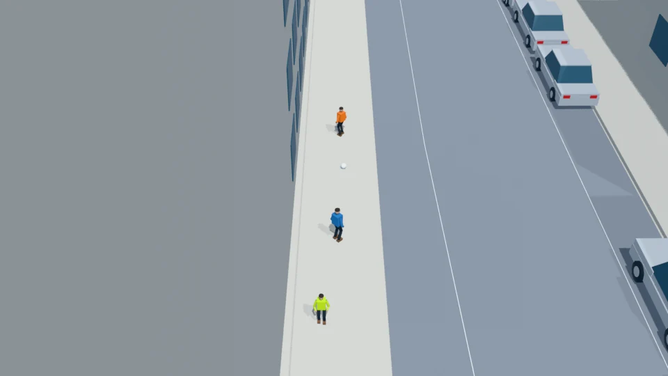 NORMAL ending: children are still actively playing off the road