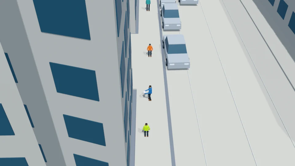 All 3 children and the ball are off the road
