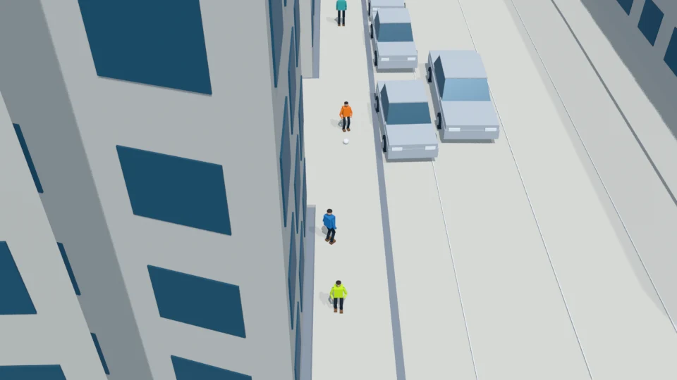 NORMAL ending: children are still actively playing off the road
