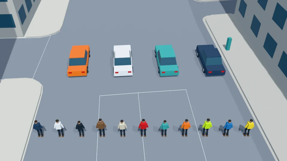 Vehicles and followers maintain synchronized walking-speed progress