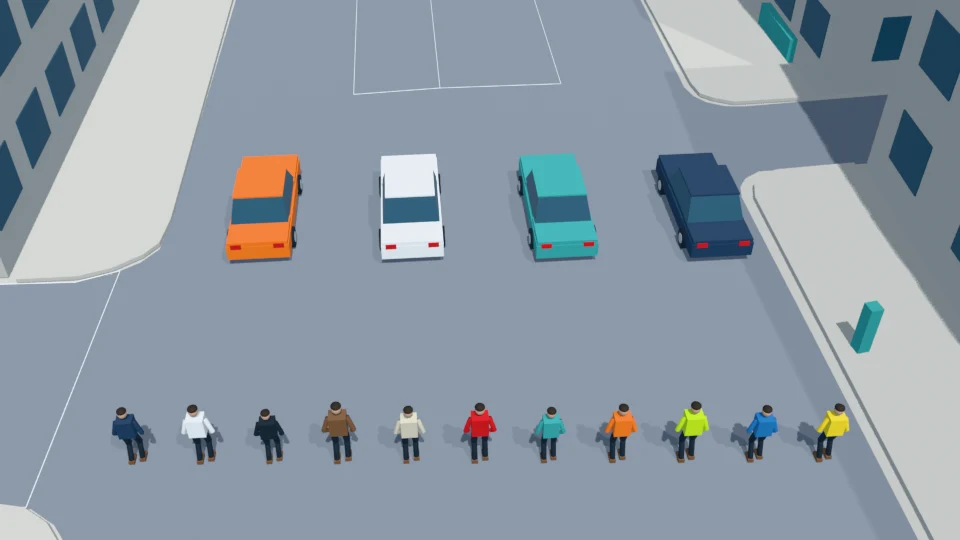 The full-width crowd advances without opening a passing corridor