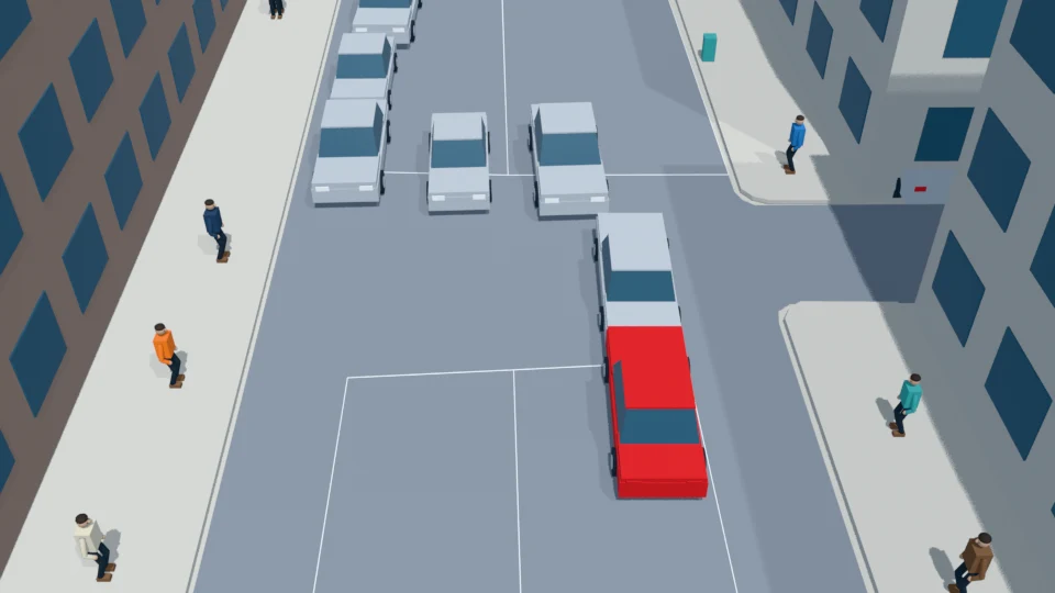 Both cars finish a short shared forward roll and remain stopped.