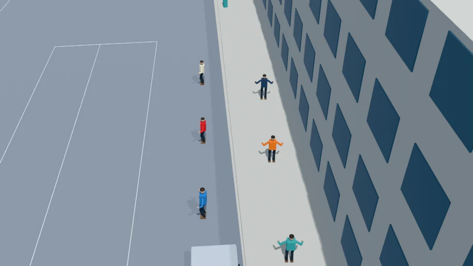 The loose roadside dance formation is established.