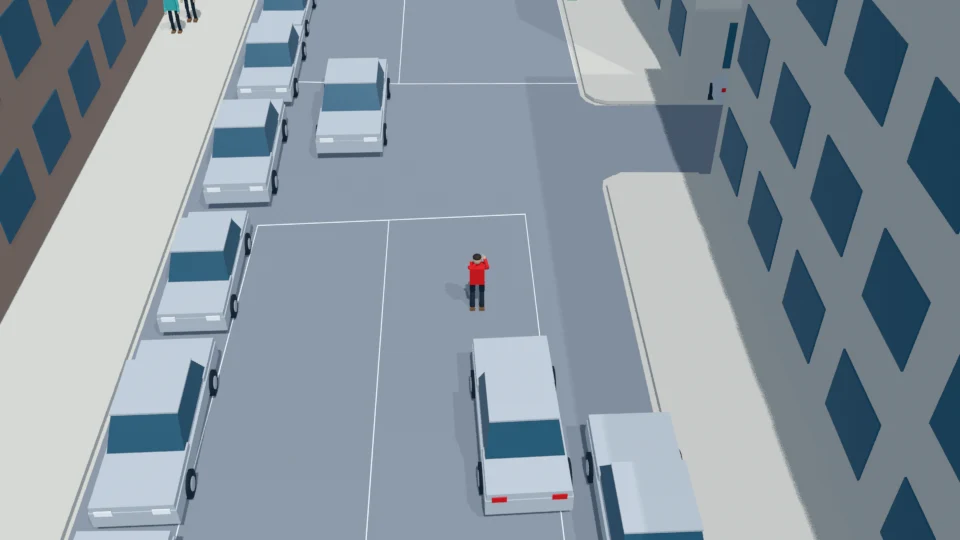 Caller turns east while still occupying the corridor