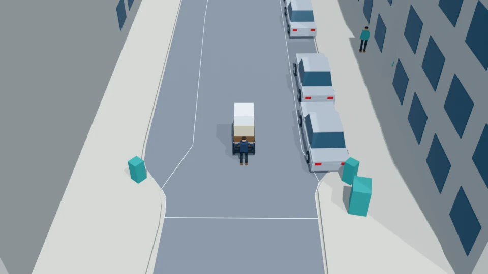 Collector rests behind the loaded cart while ego approaches