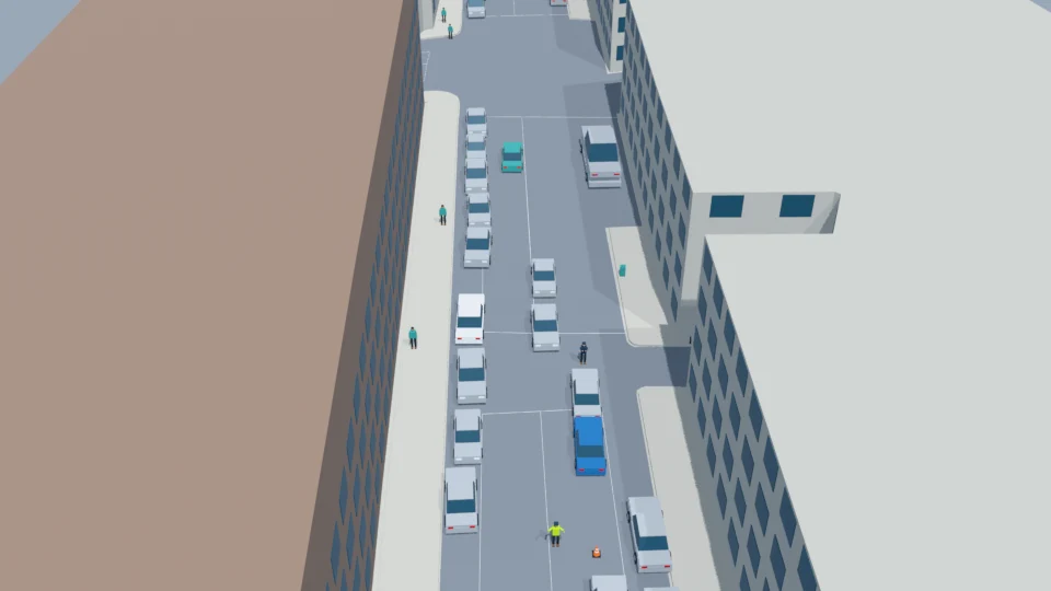 Investigator reaches the front of the incident vehicles for a final survey view
