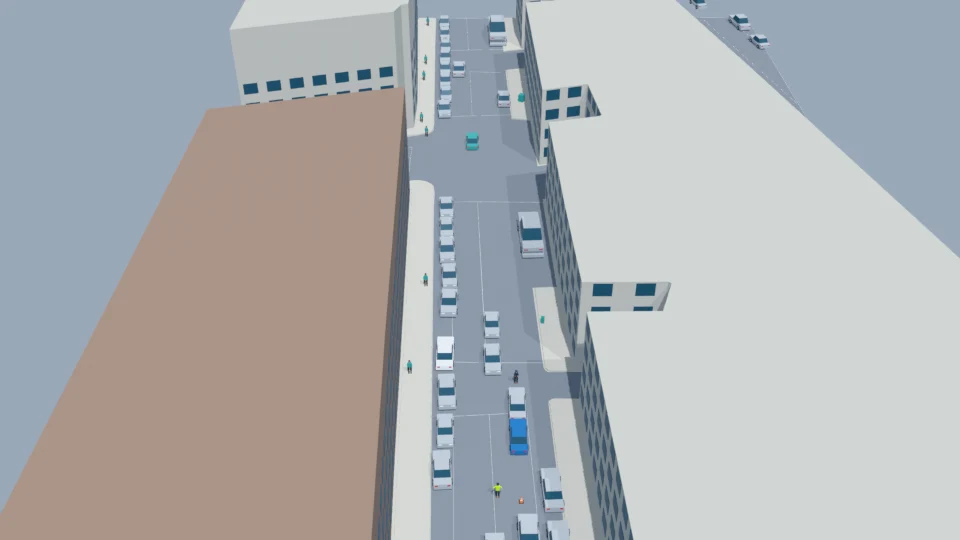 Investigation continues; incident vehicles and warning cone still block ego