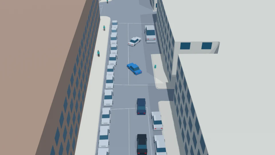 Four vehicles with repeated opposing lateral weaves rehearsal
